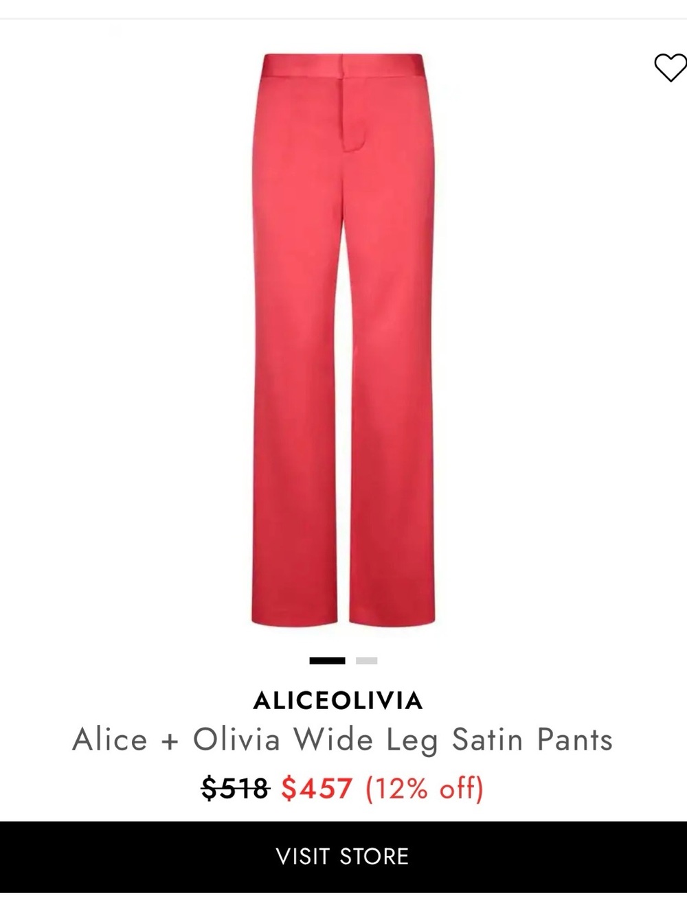 Alice & Olivia Calvin Satin pants - Vibrant Red size 2